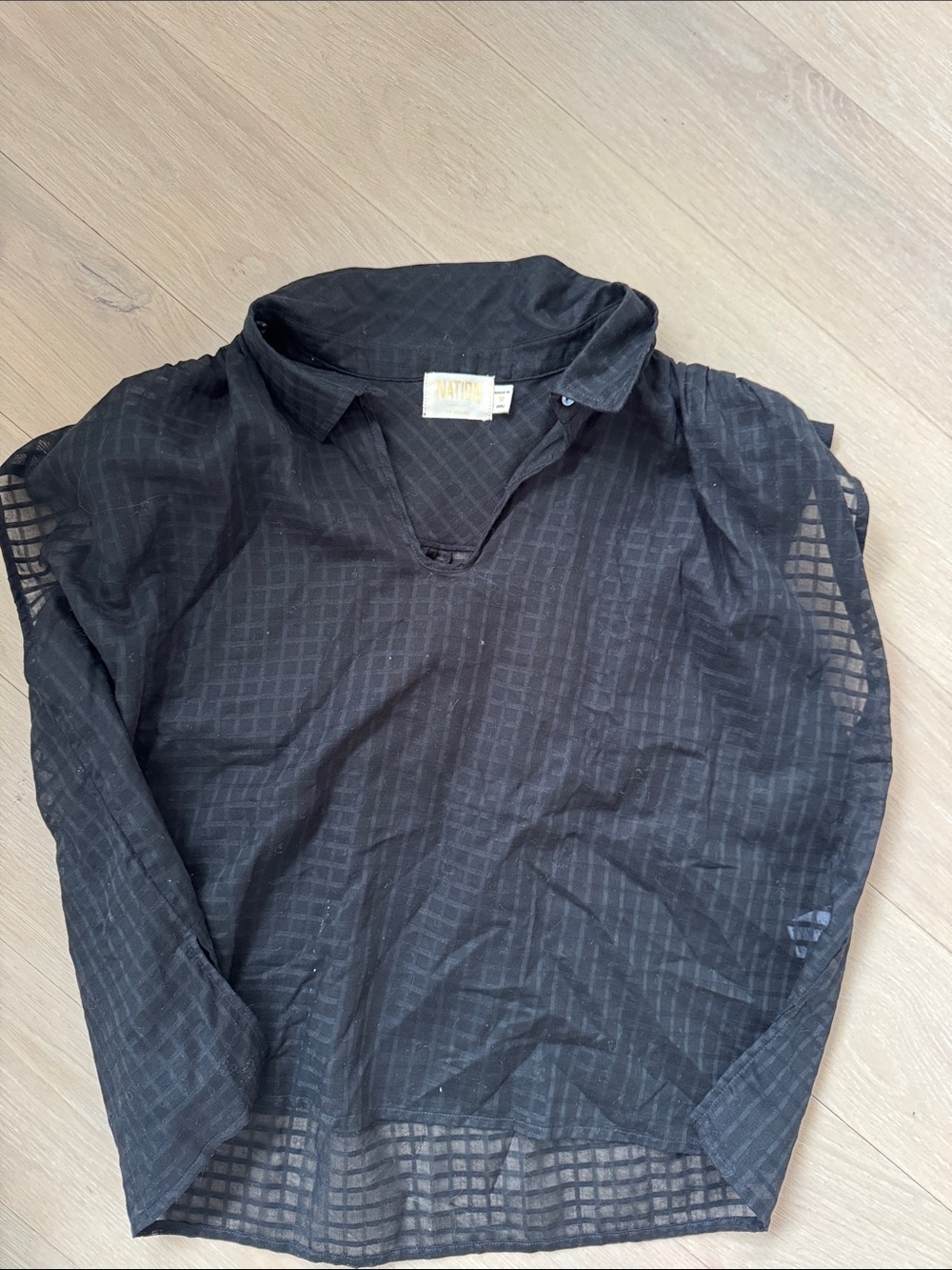 Nation LTD Black Sheer Grid Tank Top